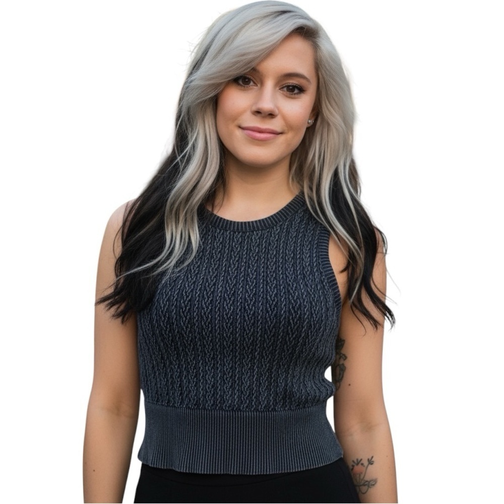 Urban Rebel Elegant Blue Knit Tank Top EUC L/XL